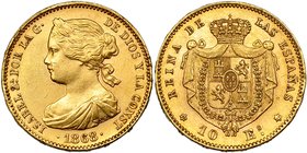10 escudos. 1868*18-68. Madrid. VI-668. EBC.