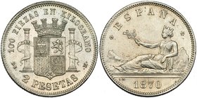 2 pesetas. 1870 *018-74. DEM. VII-19. EBC.