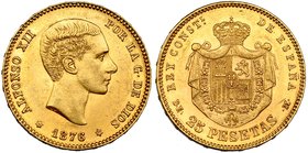 25 pesetas. 1876*18-76. Madrid. DEM. VII-103. Pequeñas marcas. B.O. EBC+.