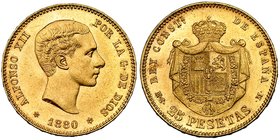 25 pesetas. 1880*18-80. Madrid. MSM. VII-108. B.O. EBC+.