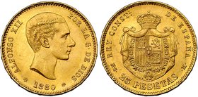 25 pesetas. 1880*18-80. Madrid. MSM. VII-108. Rayita. B.O. SC.