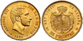 25 pesetas. 1881*18-81. Madrid. MSM. VII-109. B.O. EBC+.