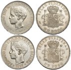 Lote de 2 monedas de 1 peso. 1897. Manila. VII-192. MBC+/EBC-.
