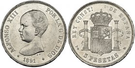5 pesetas. 1891*18-91. Madrid. PEM. VII-182. R.B.O. EBC.