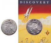 ESTADOS UNIDOS. Lote de 2 piezas de 1 dólar N(onza de plata fina). 1992 y 1993. Souvenir oficial de la Expo de Sevilla. KM-273. SC.
