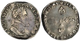 FRANCIA. 1/2 franco. 1595. Enrique IV. BC+/MBC-.