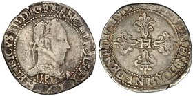 FRANCIA. Franco. 1581. Enrique III. Burdeos. Duplessy-1130 vte. MBC-/MBC.