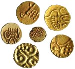 INDIA. Lote de 6 monedas de Fanam. MYSORE. S. XVIII. EBC.