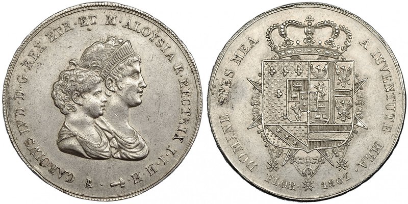 ESTADOS ITALIANOS. Luis II de Etruria. 10 liras. 1807. Florencia. KM-49.2. MBC+/...