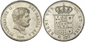 ESTADOS ITALIANOS. Reino de las Dos Sicilias. 120 grana. Fernando II. 1855. KM-153C. B.O. EBC+.