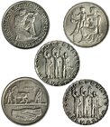 SUIZA. Lote de 5 monedas de 5 francos. 1939, 1941 (2), 1945, 1959. EBC/SC.
