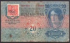 Czechoslovakia 20 Korun 1919
P# 2; Affixed Stamp - Forgery; F