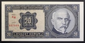 Czechoslovakia 20 Korun 1926 Specimen
P# 21s; № Cg 527594; UNC