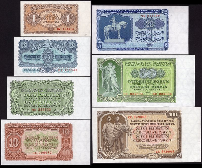 Czechoslovakia Lot of 7 Banknotes 1953
P# 78s-80 83-86