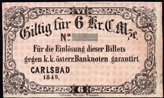 Austria-Hungary Carlsbad / Karlovy Vary 6 Kreuzer 1849
.