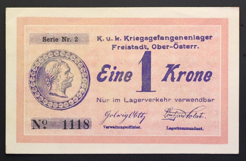 Austria Freistadt 1 Krone 1918
First World War concentration camp; № 2-1118