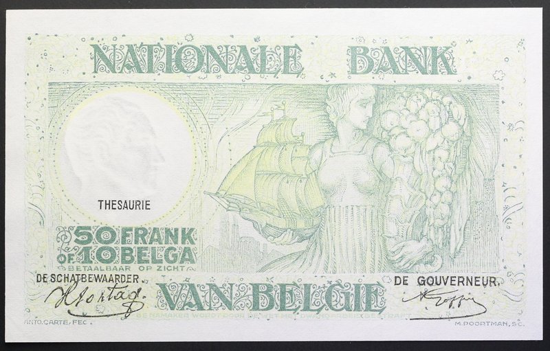 Belgium 50 Francs 1942 RARE!
P# 106; UNC; RARE!