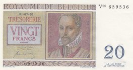 Belgium 20 Francs 1950
P# 132a; UNC