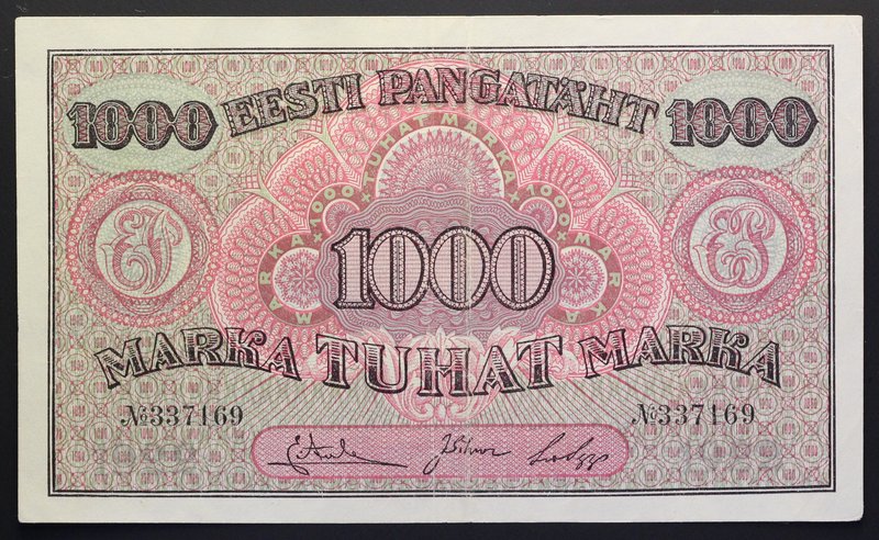 Estonia 1000 Marka 1922 Rare
P# 59a; № 337169