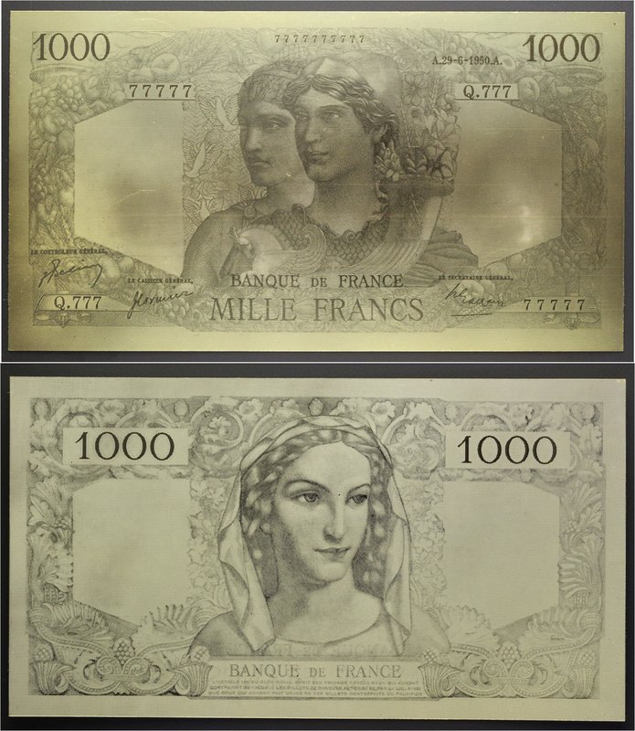 France Set of 3 Gold Banknotes
Gold Foil Plated Banknotes (1950-1963); UNC; Set...