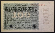 Germany Weimar 100 Millionen Mark 1923
P# 106; № B 01203282; UNC