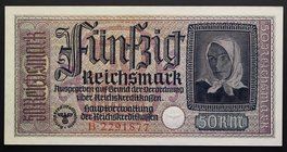 Germany 50 Reichsmark 1940 - 1945 RARE!
P# R140; № B 2291877; UNC; RARE!