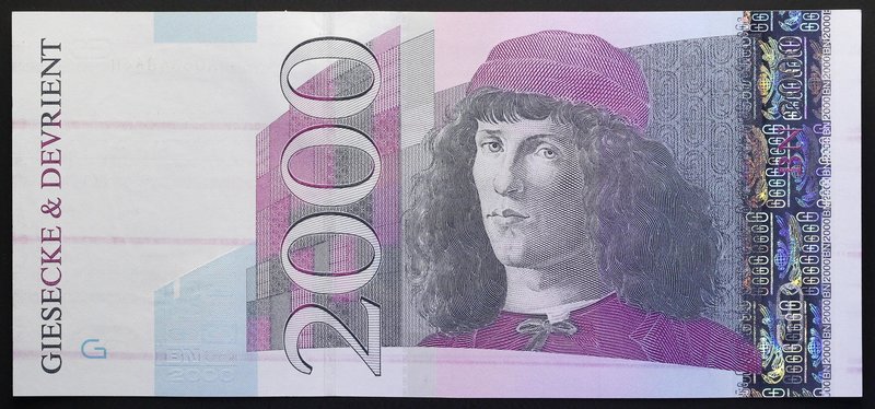 Germany 2000 Units (Euro) Test Note Specimen
Giesecke and Devrient; UNC