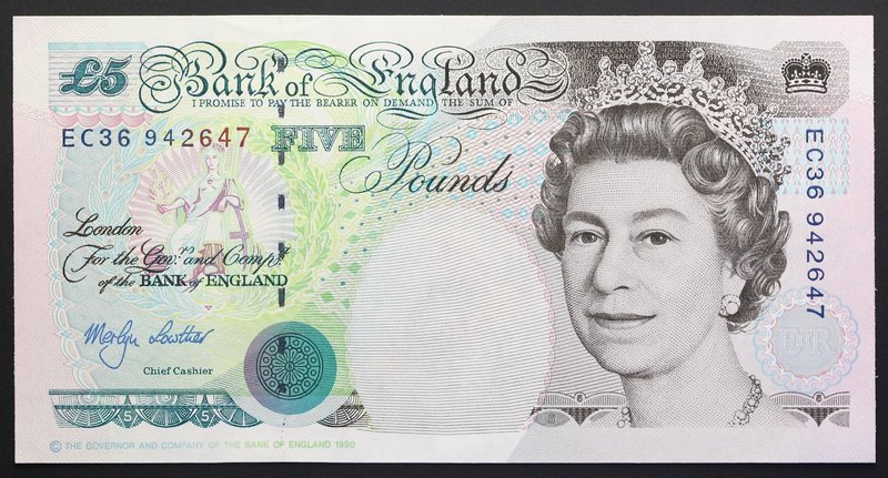 Great Britain 5 Pounds 1999 - 2002
P# 382c; № EC36-942647; UNC