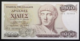Greece 1000 Drachmai 1987
P# 202; № 521042; UNC; "Apollon"