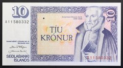 Iceland 10 Kronur 1961
P# 48; № A 11580332; UNC; Prefix A