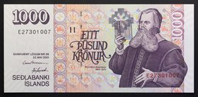 Iceland 1000 Kronur 2001
P# 59; № E 27301007; UNC