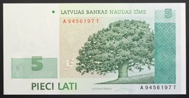 Latvia 5 Lati 2007
P# 53b; № A9456197T; UNC