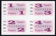 Lithuania Lot of 4 Uncut Banknotes 1993
1 - 2 - 3 - 4 Vasaris; Grocery Coupons