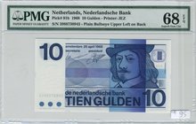 Netherlands 10 Gulden 1968 PMG 68EPQ
P# 91b