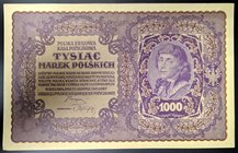 Poland 1000 Marek Polskich 1919 RARE!
P# 29; № 814485; aUNC; Large Banknote; RARE!