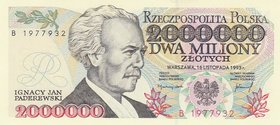 Poland 2000000 Zlotych 1993 Series B Black Number
P# 163; UNC