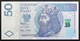 Poland 50 Zlotych 2012
P# 185; № AA 0633570; UNC; First Prefix АА; "Casimir III the Great"