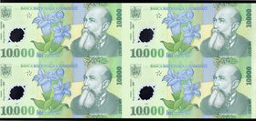Romania 10000 Lei 2000 Sheet of 4 Pieces
P# 108; UNC; Rare