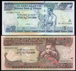 Ethiopia Lot of 2 Banknotes 2008
5-10 Birr; P# 47e, 48e; UNC