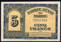 Morocco 5 Francs 1943
P# 24; VF