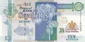 Seychelles 10 Rupees 2013 35th Central Bank of Seychelles
UNC