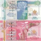 Seychelles 10 and 100 Rupees 2013 35 Years of Central Bank
P# 46 and 47; UNC