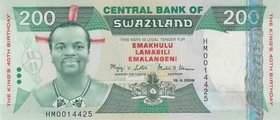 Swaziland 200 Lilangeni 2008 40 Years of Independence
P# 35; UNC