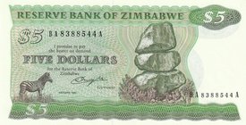 Zimbabwe 5 Dollars 1982
P# 2b; UNC