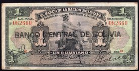 Bolivia 1 Boliviano 1929 (ND)
P# 112; VF