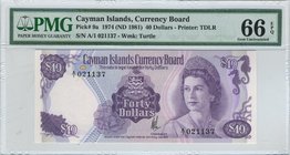 Cayman Islands 40 Dollars 1981 PMG 66EPQ
P# 9a