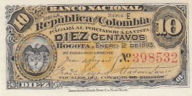 Colombia 10 Centavos 1893
P# 221; UNC