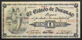 Mexico Revolutionary Estado du Durango 1 Peso 1914
P# S731; № 73112