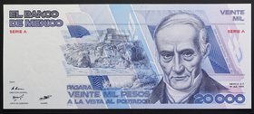 Mexico 20000 Pesos 1985
P# 91a; № AA 002338; UNC; Serie А