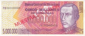 Nicaragua 5000000 Cordobas 1990 Specimen
P# 165; AUNC/UNC